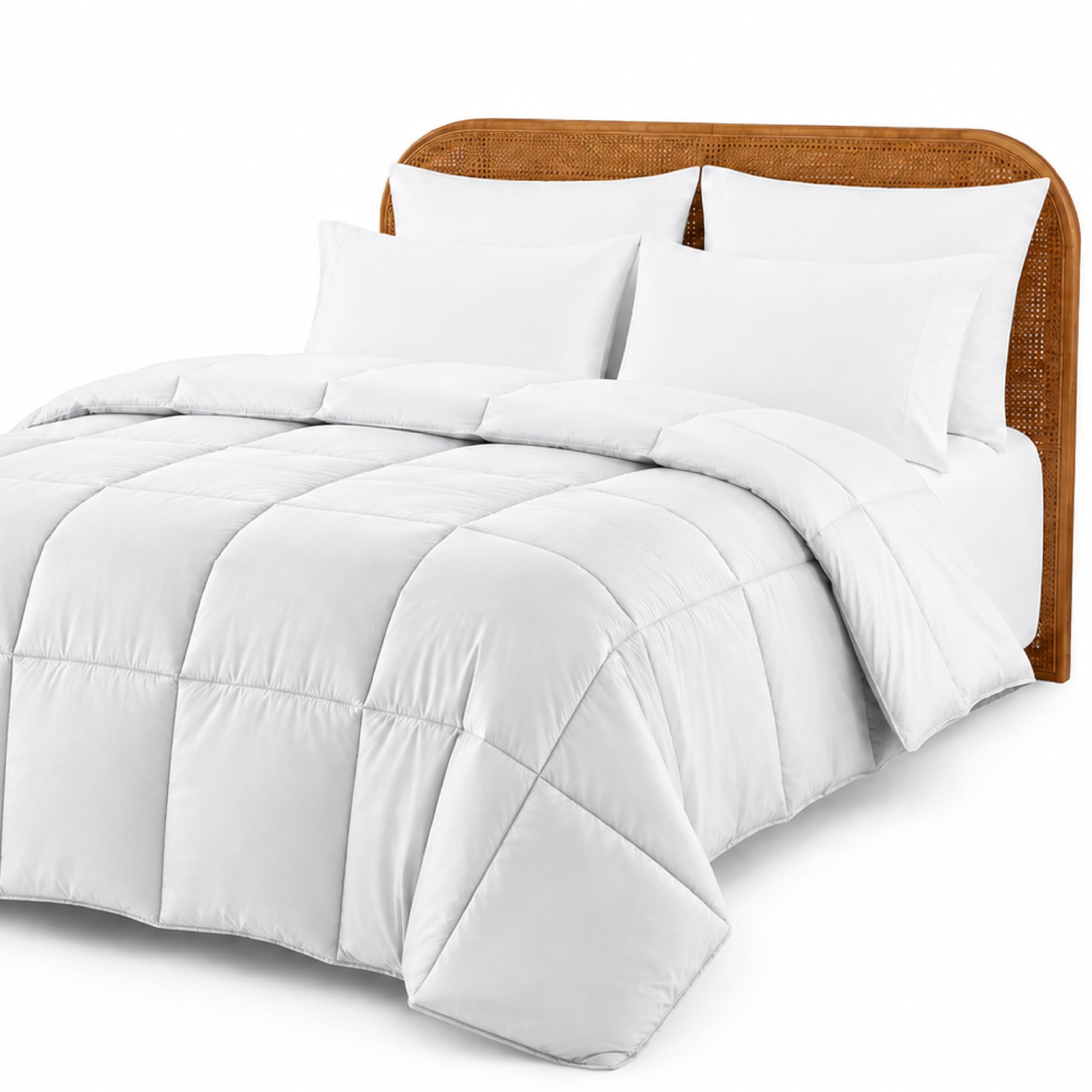 Modern Threads Comforter Duvet Insert, Reversible Quilted Down Alternative Comforter with Corner Tabs, All Season Bedding, California King, White/White