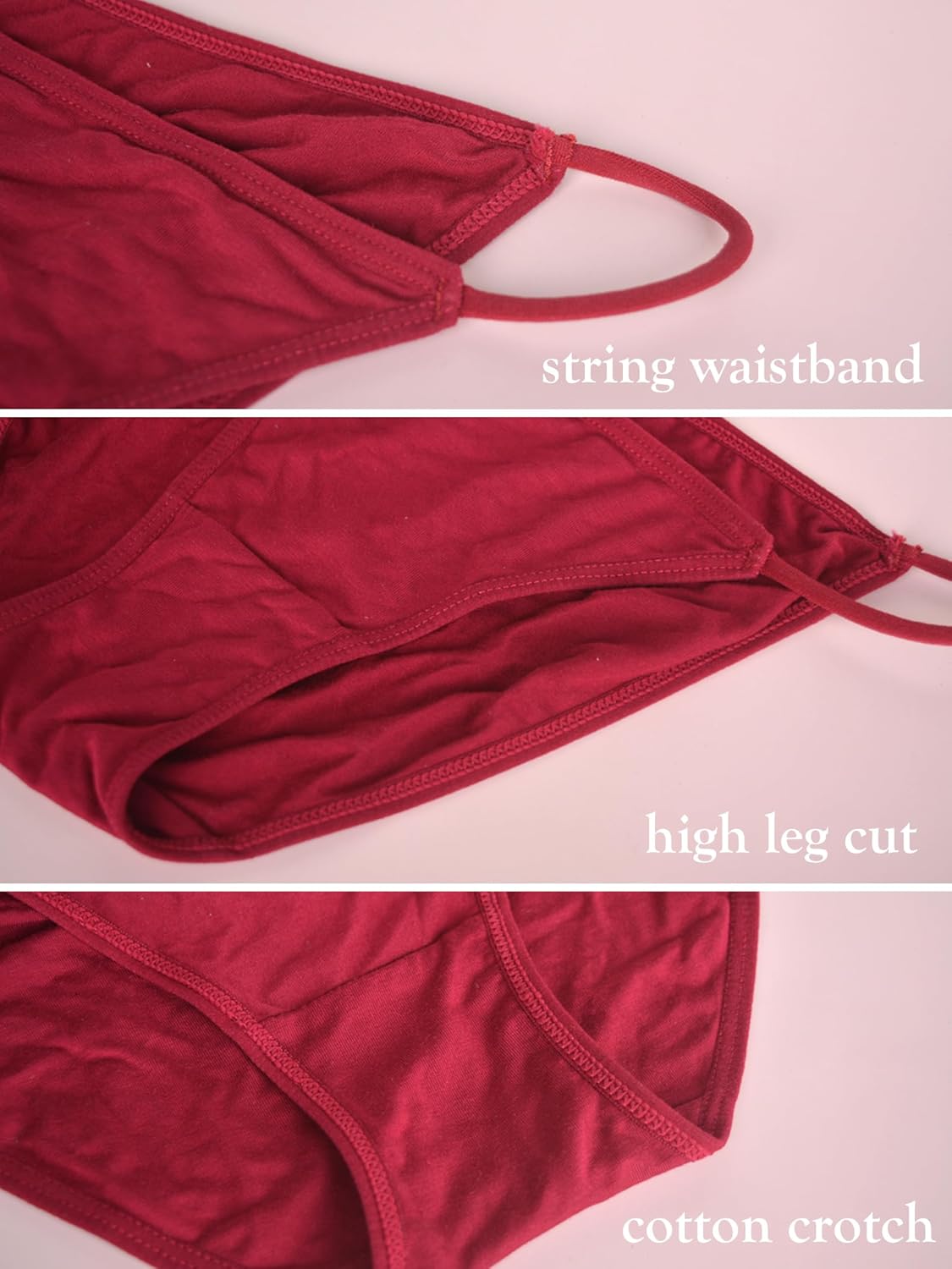 Bolivelan Women's String Bikini Panties High Cut Briefs Low Rise Smooth and Non-Slip Underwear 8 Pack - Image 7