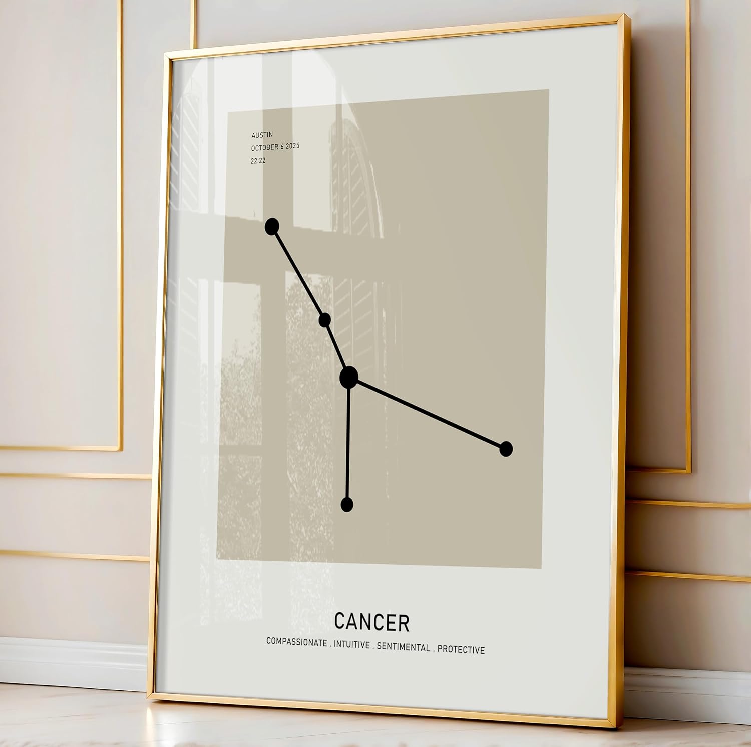 Poster Master Personalized Cancer Print, Customized Constellation Star Map Poster and Canvas, Zodiac Sign Art, Gift for Family, Loved Ones, Friends, Available in 8x10 to 30x40