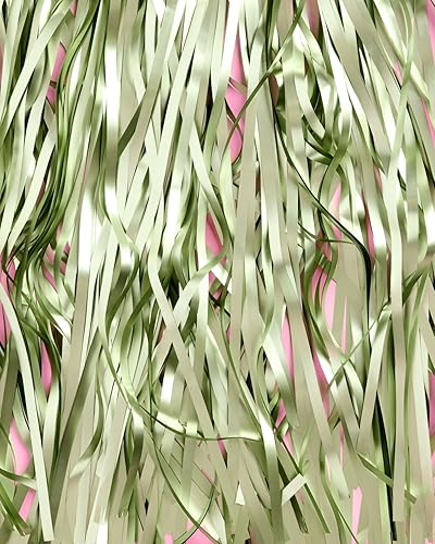 Miniatura 3 de xo, Fetti Cortinas de papel de aluminio verde salvia para decoración de fiesta, juego de 2  Suministros para despedida de soltera, bonita cabina de