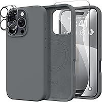 Vista 57 de GONEZ Funda de silicona para iPhone 14 Pro Max, compatible con MagSafe, con protector de pantalla + protector de lente de cámara, silicona líquida a