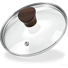 6.5 Inch Tempered Glass Lid, Universal Pot and Pan Cover Replacement for Home Kitchen Cooking - Dishwasher Safe Cookware Cover with 304 Stainless Steel Edge & Heat Resistant Bakelite Knob