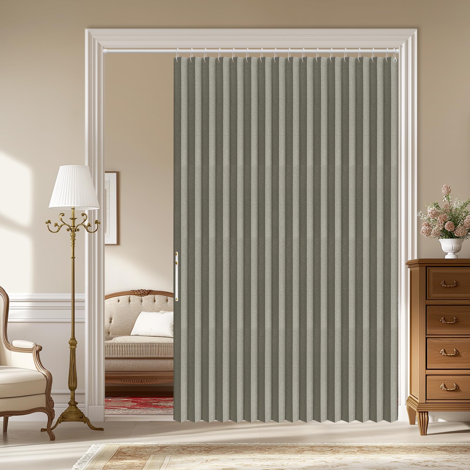 AJAZZ 100% Blackout Accordion Doors Interior Closet Curtain Doorway Curtains Invisible Applicable Bedroom Room Living Room Doorway οΌGrey 72" W x 78" L 1 Panel