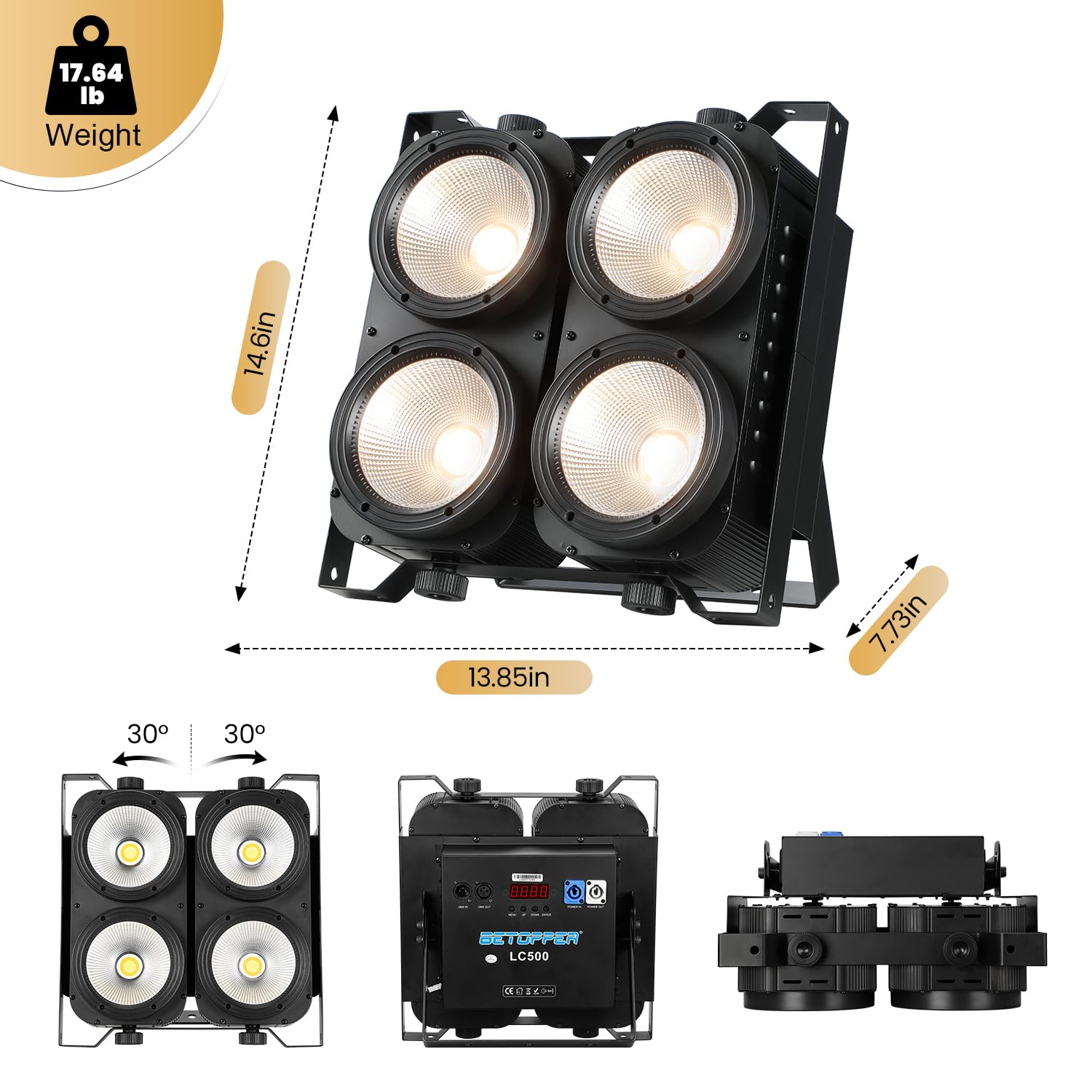 BETOPPER 4 x 100 W LED Par Light Warm Cold White 4 eye COB Stage Light