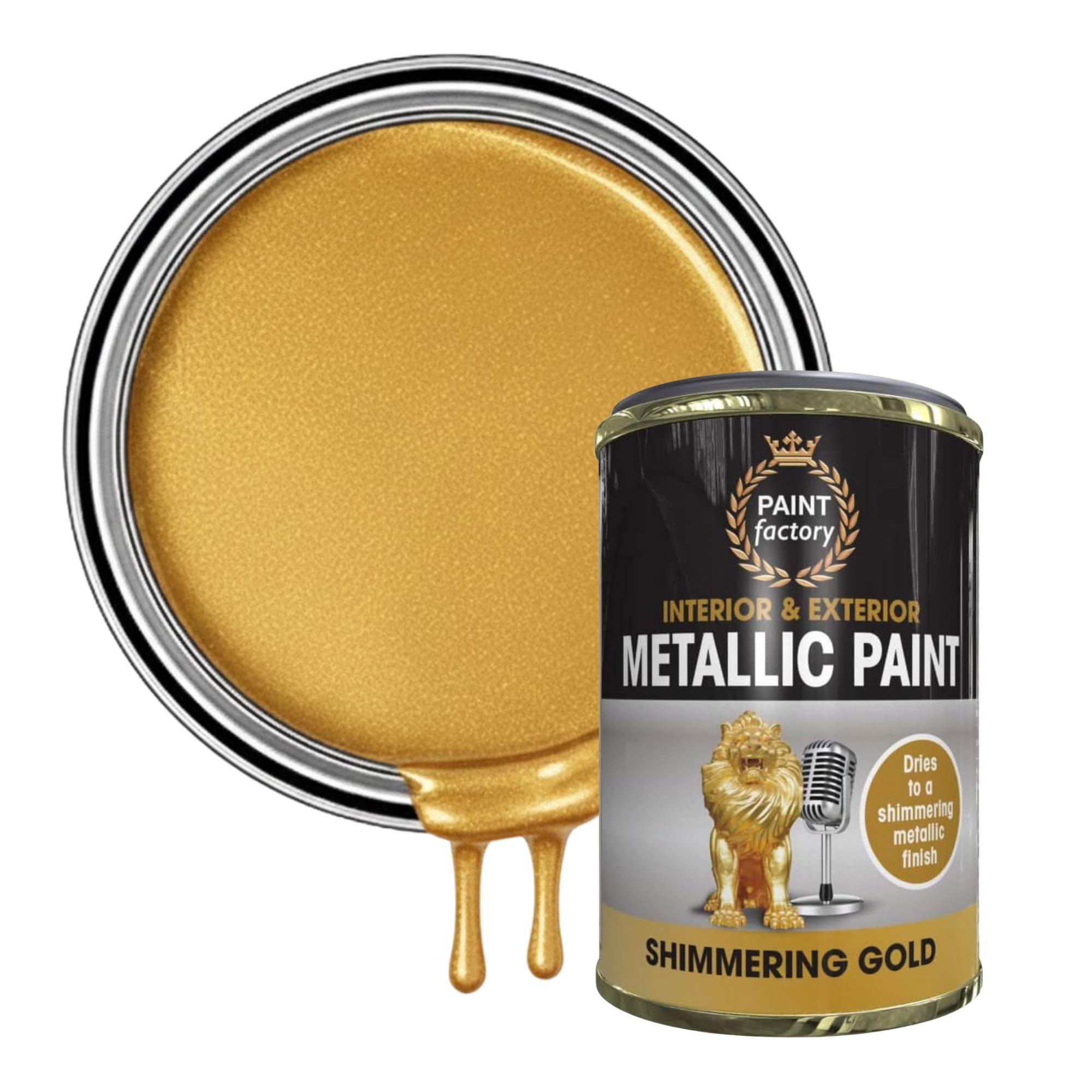 AOC24 Shimmering Gold Metallic Paint 300ml, Long Lasting & Non Cracking Oil Based Color for Metal, Wood, Concrete, Interior & Exterior Quick Dry DIY Paint, Excellent Coverage & Adhesion (3)