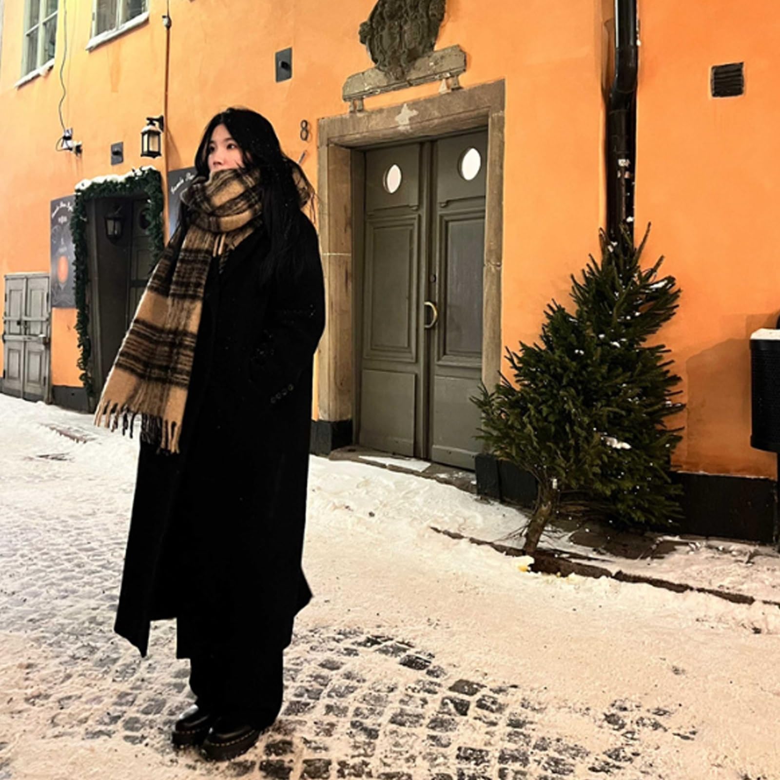 Sciarpa da donna Sciarpa Scozzese In Lana Di Alpaca E Mohair, Scialle In Lana Autunnale E Invernale Da Donna, Sciarpa Calda Con Nappa Spazzolata Scozzese Sciarpe calde invernali