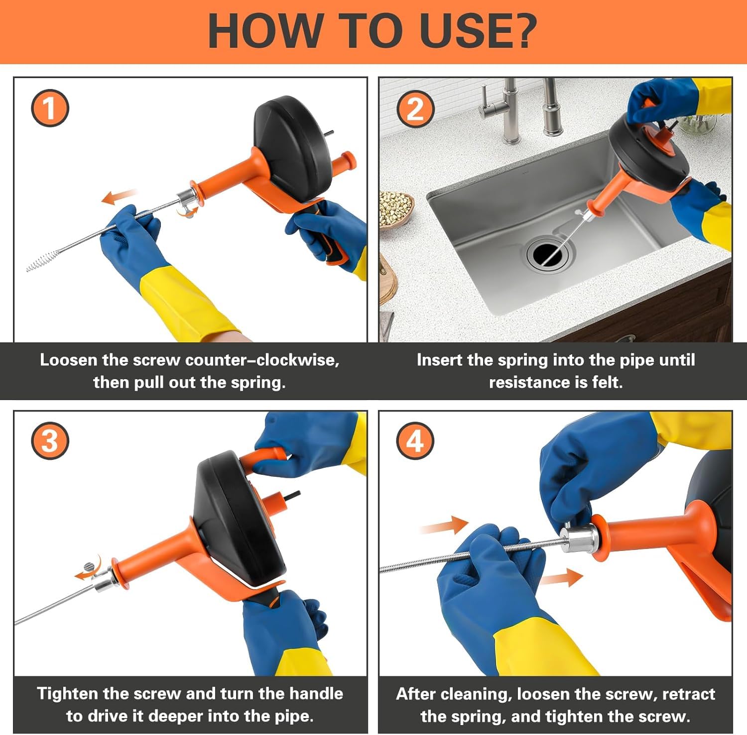 Sonda Sturatubi 10 m, Molla Sturatubi Professionale per Stura Lavandini e Scarichi, Elettrico & Manuale Stura Tubi di Scarico con Attacco per Trapano, per Cucina, Bagno, WC