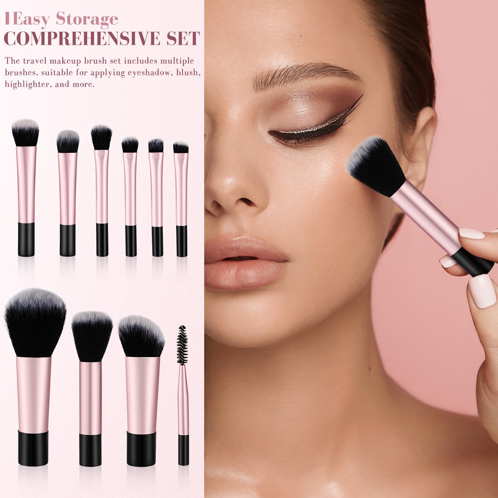 Healeved Makeup Brush 10PCS Makeup Brushes Set with Makeup Case Make Up Brushes for Eyeshadow, Foundation, Powder,Blush and Concealer