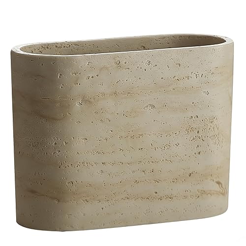 Natural Travertine Textures Mini Trash Can, Small Counter Rectangle Trash