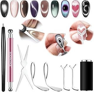JODSONE Cat Eye Magnet Set for Nails, Heart Cat-Eye Magnets Tool,3 in 1 Round Cat Eye Magnet with Ball Magnets, Magnetic Nail Art Pen, French & Black-Hole Nail Magnet Guides for Cat-Eye Nail Effect