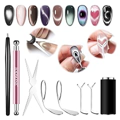 JODSONE Cat Eye Magnet Set for Nails Heart Cat-Eye Magnets Tool 3 in 1 Round Cat Eye Magnet
