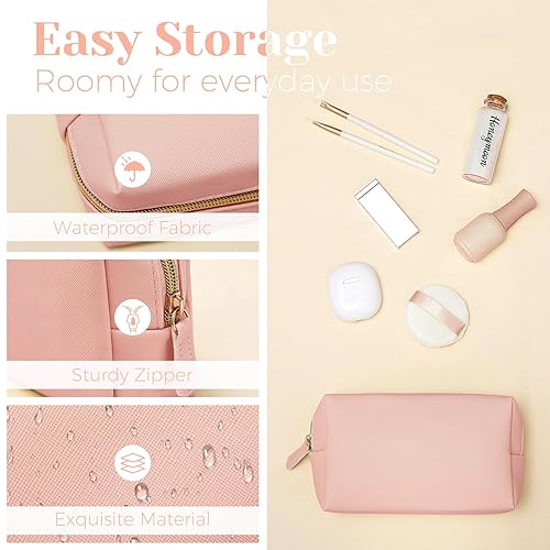 Miniatura 3 de 8 bolsas de maquillaje de piel sintética, bolsa de cosméticos impermeable, pequeña bolsa de aseo portátil, organizador de cosméticos, bolsa de