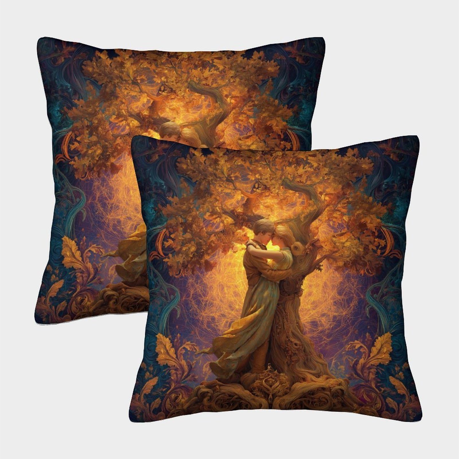 kaiyun 2 Pack Ancient Tree of Life Personalised Cushion Cover Home Sofa Decoration 40x40cm Pillow Covers
