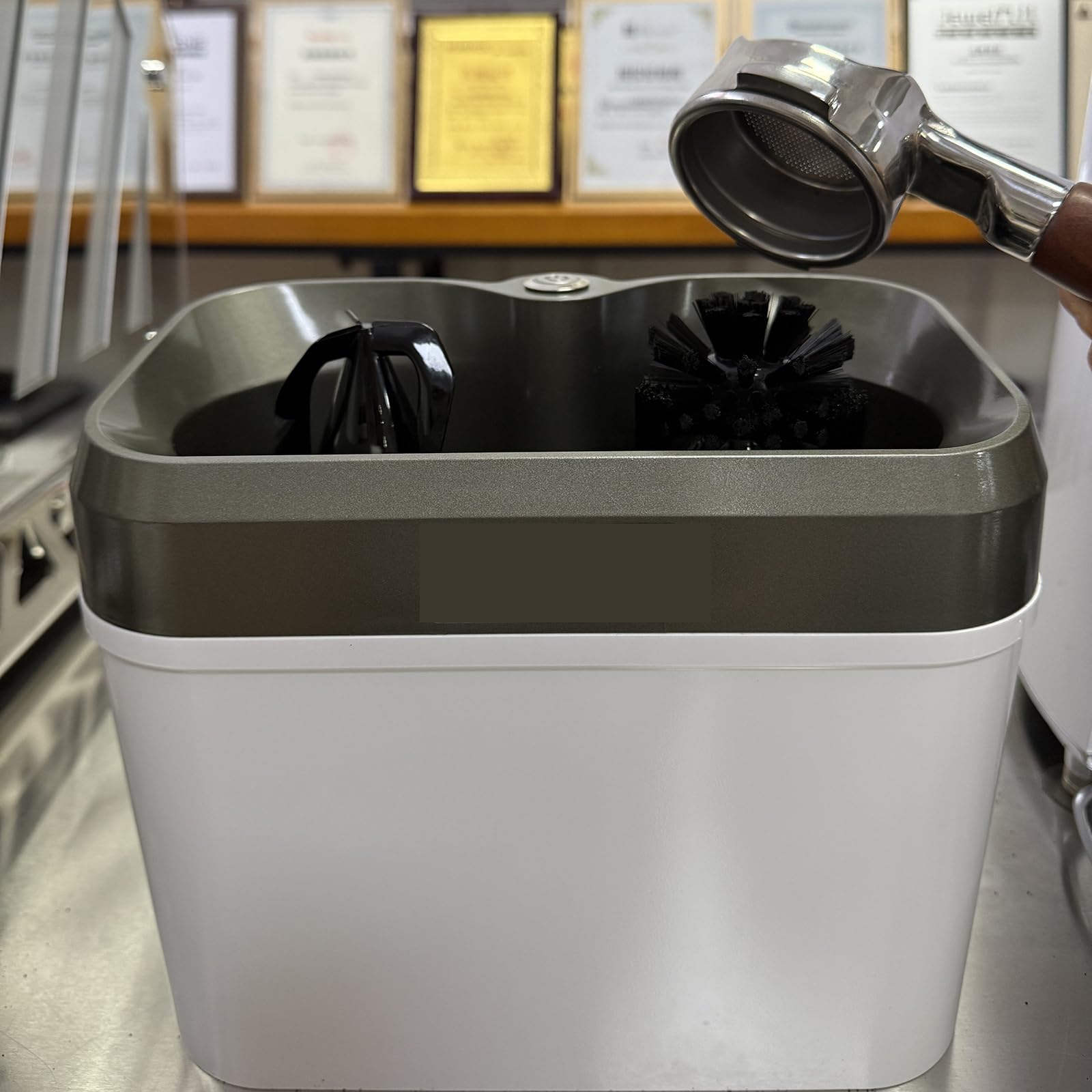 Kit De Limpieza De Portafiltros De Café, Limpiador Automático De Posos, Velocidad De Rotación De 340 RPM, Incluye Raspador Y Cepillo, para Portafiltros De Espresso, Cafe Barista Station