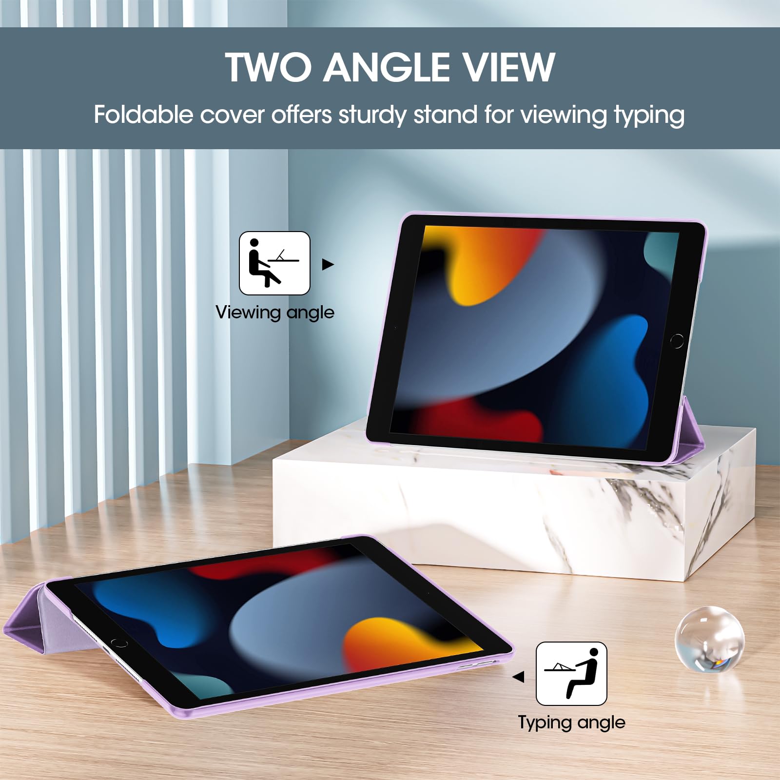 ProCase Cover iPad 9/8/7 Generazione, Custodia iPad 10,2 Pollici 2021/2020/2019 [A2602 A2603 A2604 A2605 A2270 A2428 A2429 A2430 A2197 A2198 A2200] Cover con Auto Svegliati/Sonno -Rosa viola