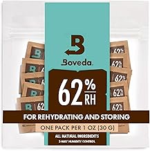 Boveda zur Aufbewahrung von Kräutern | 2-Wege-Feuchtigkeitsregulierung mit 62 % relativer Feuchtigkeit | Größe 8 schützt bis zu 30 g Blüten | verhindert den Verlust von Terpenen, Übertrocknung & Schimmel | wiederverschließbare Verpackung mit 10 Stück