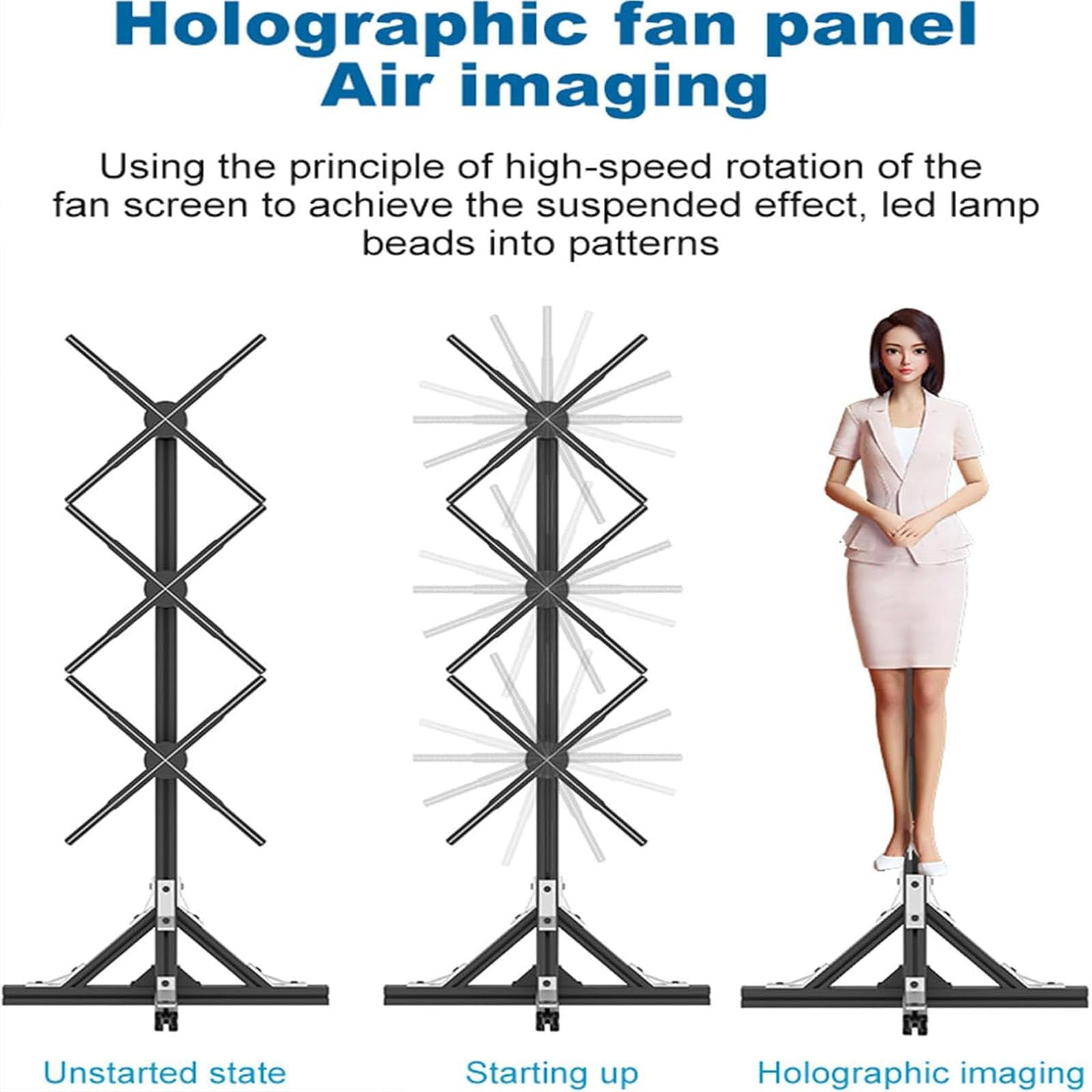 3D-Hologramm-Projektorventilator mit APP-Steuerung, LED-Drehdisplay für interaktive Werbung – auffällige 3D-Visuelle für Geschäfte und Bars, 62 cm