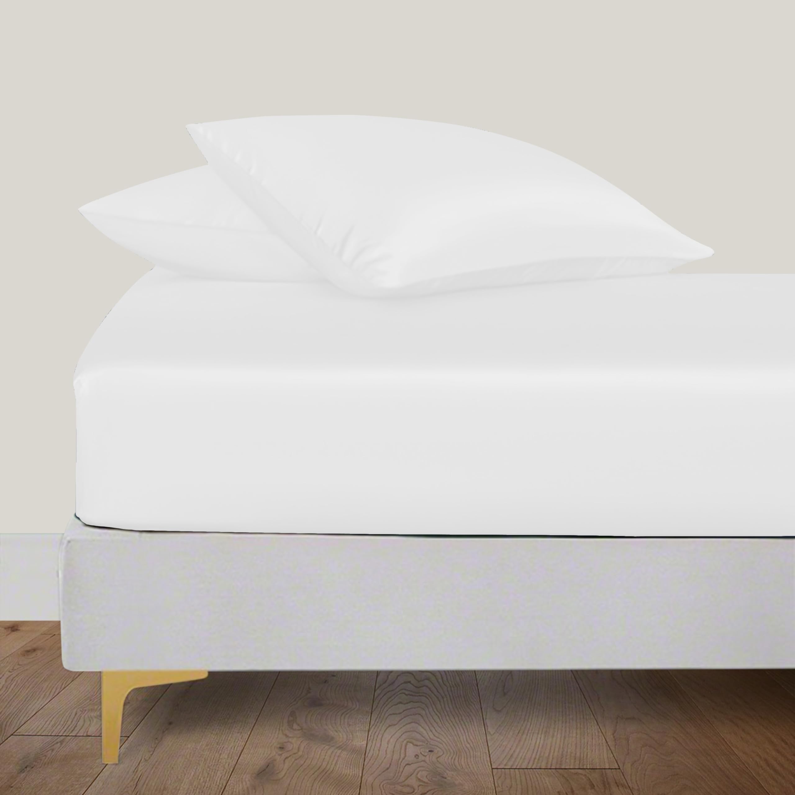 Linenwalas 100% Natural Bamboo Only Fitted Sheet With Secure Elastic Deep Pocket - Softest Cool Bedding Perfect for Skincare (Double, White)