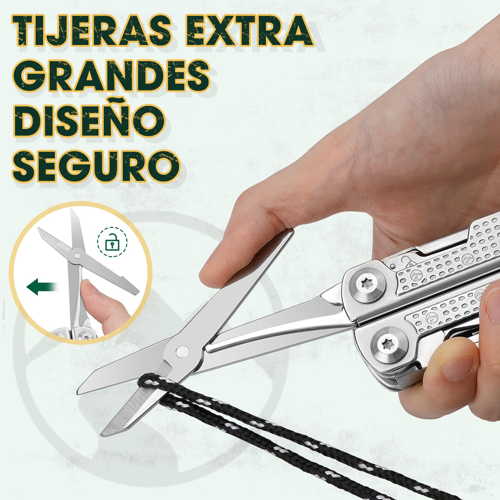 Multper Multiherramienta de Alicates, Navaja Multiusos de Acero Inoxidable con Cuchillo Damasco, Portátiles Alicates Plegables para la Trabajo Exterior, Camping, Reparación, Regalos para Hombres -PRO