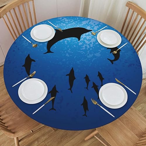 Vista 15 de Delerain Mantel redondo ajustable de bolas de Navidad, mantel redondo impermeable con borde elástico, lavable, para interiores y exteriores, se