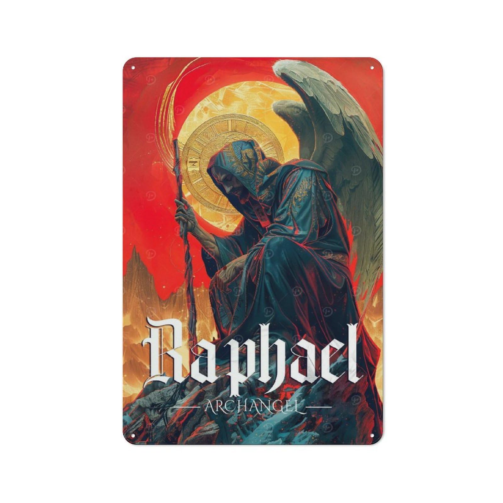 Junmoney Raphael Archangel Vintage Tin Sign 30X20cm With For Garage Wall, For Kitchen And Home Bar Decor, For Living Room And Hallway Decor