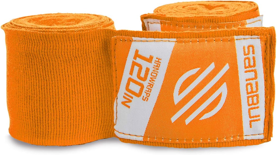 Sanabul Elastic 120 inch Handwraps for Boxing Kickboxing Muay Thai MMA (Orange, 120 inch) : Sports & Outdoors