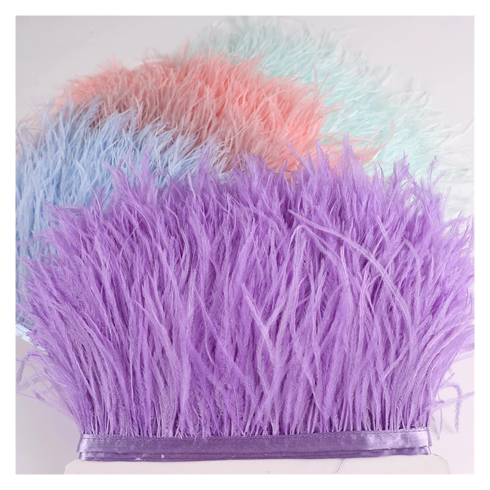 Ribete de flecos de plumas de avestruz