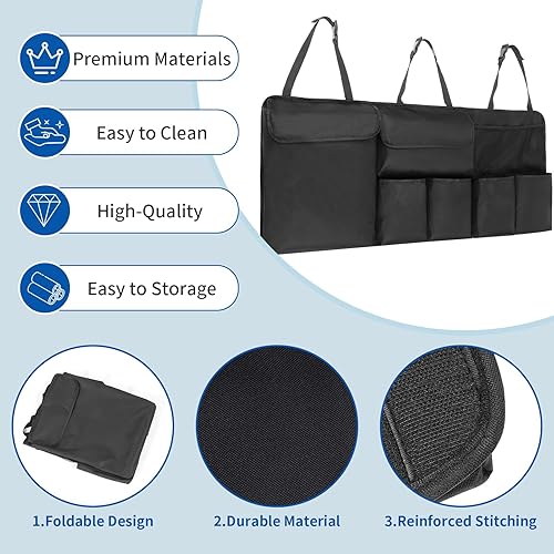 Miniatura 6 de Organizador de maletero de automóvil, organizador colgante para asiento trasero con bolsillos de almacenamiento para SUV, camión, camioneta,