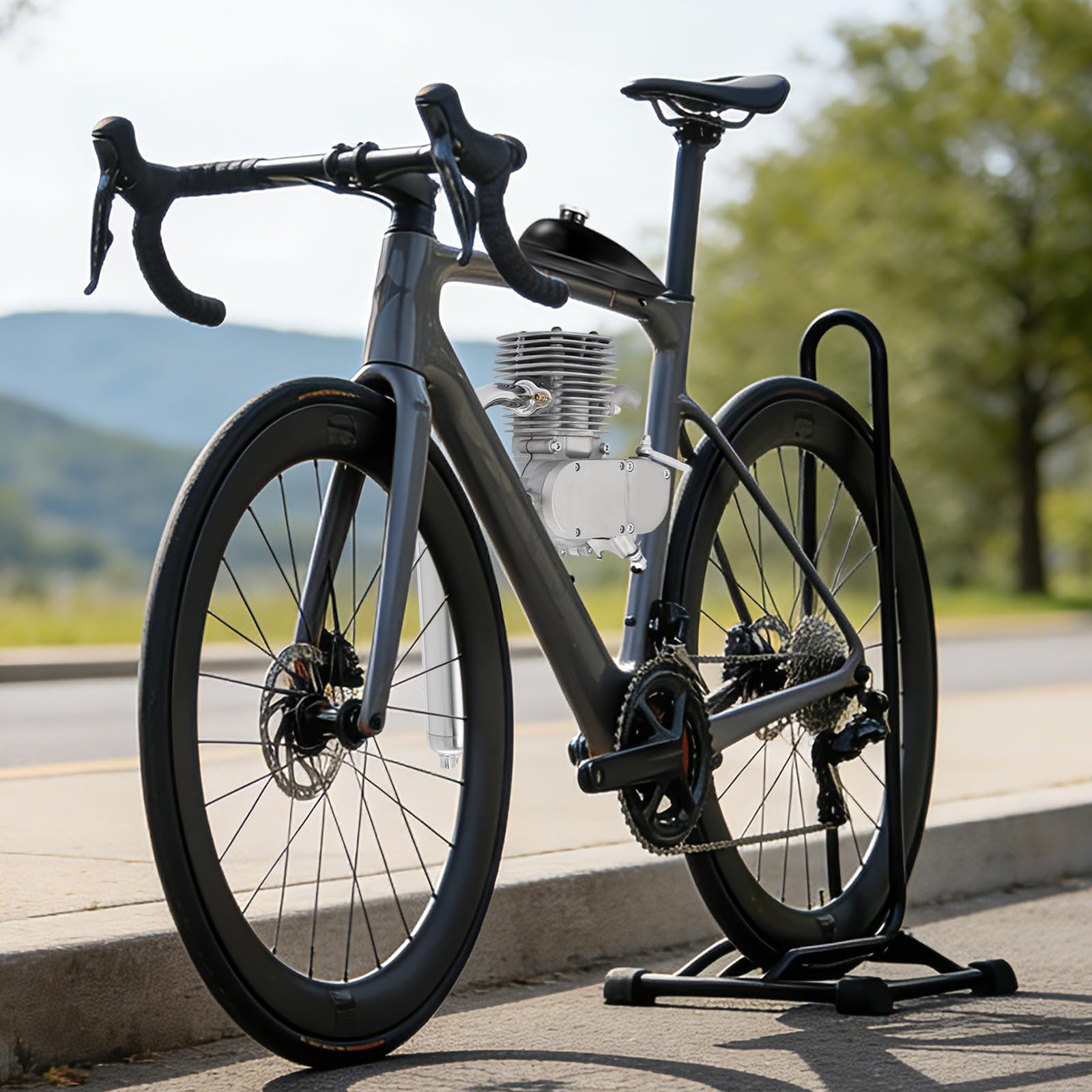 Kit motore per bicicletta da 100 cc, a due tempi, in lega di alluminio e ferro, motore monocilindrico raffreddato ad aria, fino a 45 km/h, con accensione CDI, compatibile con mountain bike e bici da