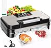 2025 Upgraded 95Kpa Powerful Vacuum Sealer, Commercial Full Automatic, Double Heat Seal & Double Pump, Easy-Lock Handle, Built-in Cutter & Bag Storage