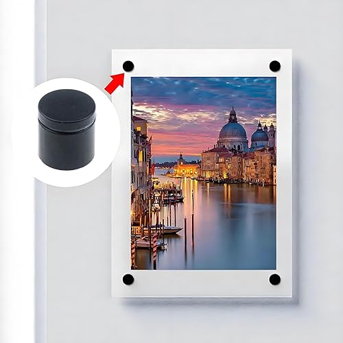 Miniatura 3 de Antrader Paquete de 12 soportes de cristal de acero inoxidable de 1 x 1 pulgada, soportes de pared para publicidad, color negro mate Mate negro