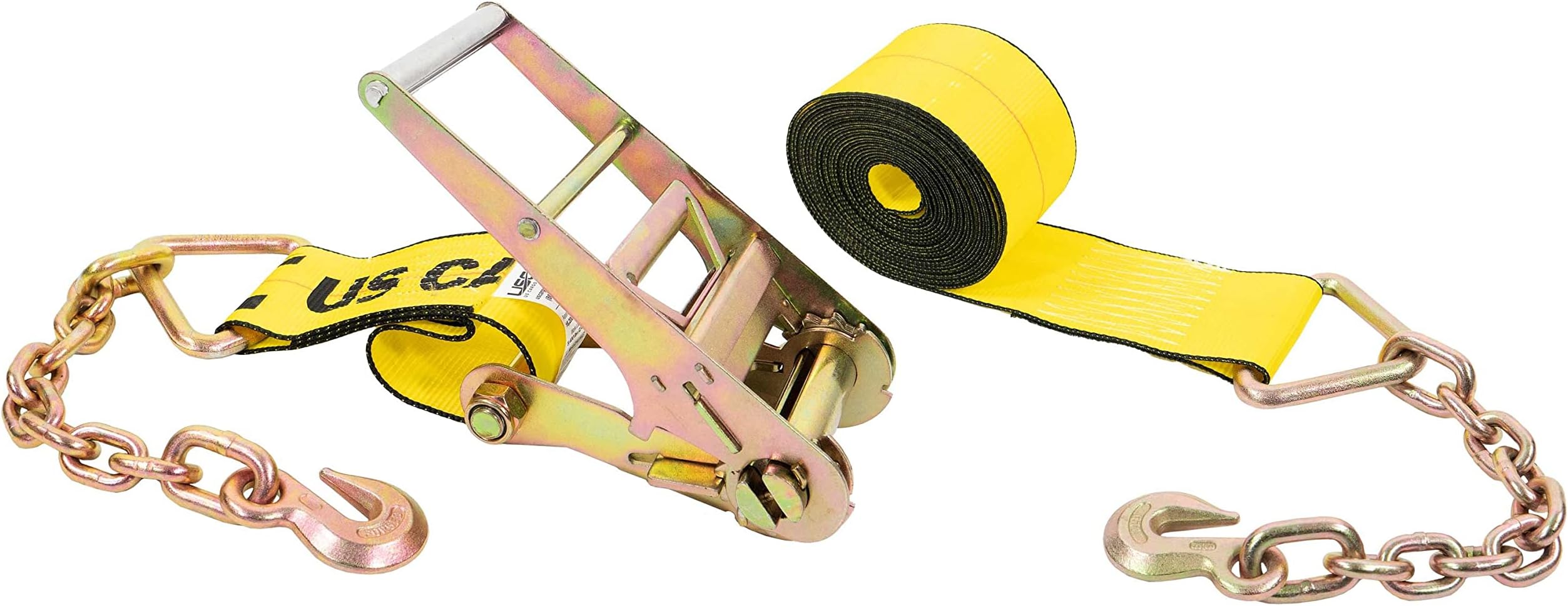 4 Inch Chain Ratchet Straps, 4 Inch x 30 Foot, Heavy Duty Ratchet Straps with Chain Extensions & Clevis Grab Hooks, 5,400 LBS Working Load Limit, Tie Down Straps for Flatbed Trailer