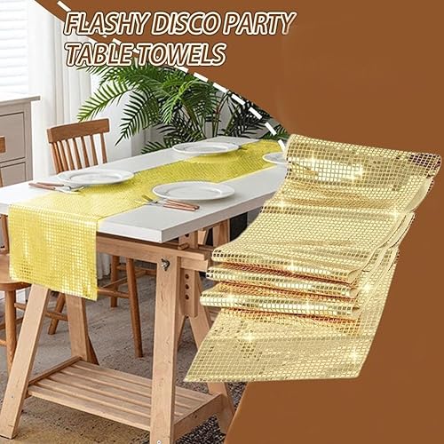 Miniatura 2 de Camino de mesa dorado brillante disco retro de los años 70, decoración de fiesta temática de los años 70, suministros de despedida de soltera,