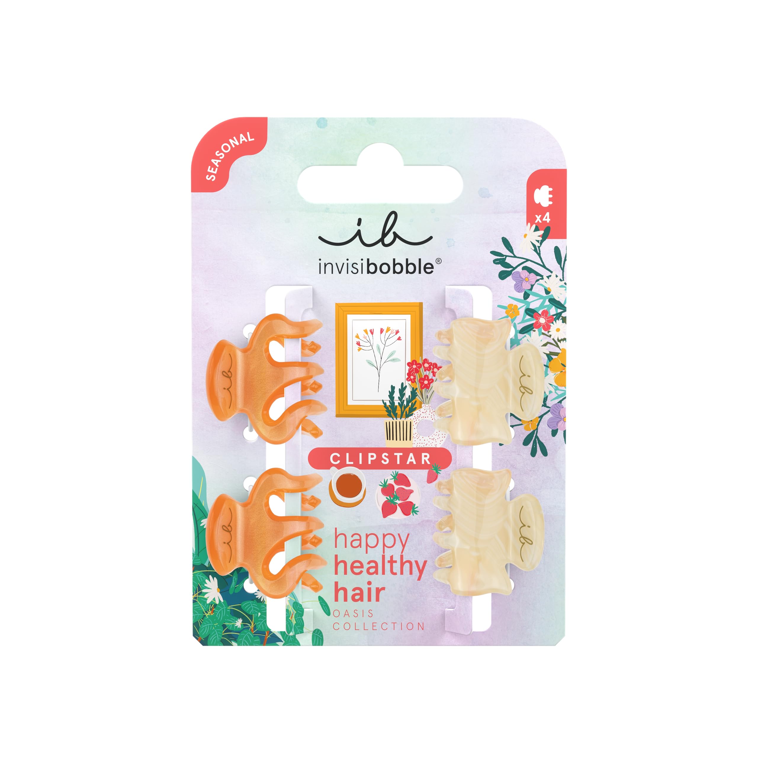 invisibobble - CLIPSTAR XS Oasis Petit Citrus - 4-częściowy zestaw spinek do włosów - małe, kolorowe klipsy do włosów do fantazyjnych fryzur - modny wygląd, bezpieczne trzymanie, zdrowe włosy