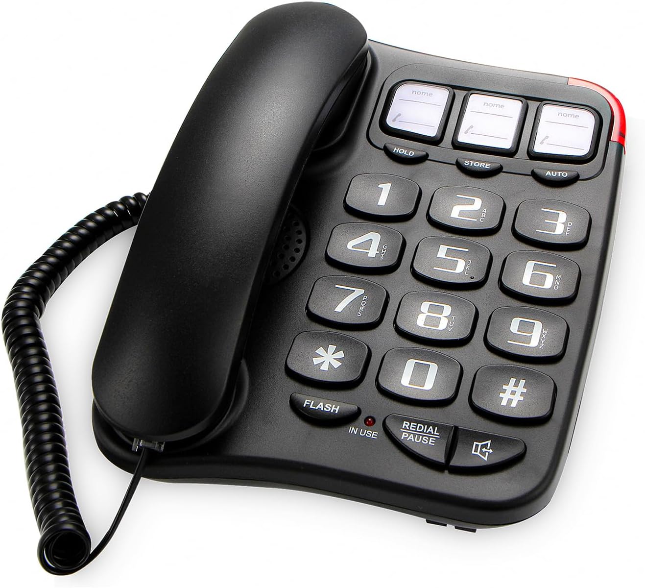 Large Button Corded Phone for Seniors - Photo Speed Dial, Volume Control, Speakerphone, Extra-Long Cord, Flash Alert, Easy-to-Use Desk Telephone?Suitable for Multiple scenarios black