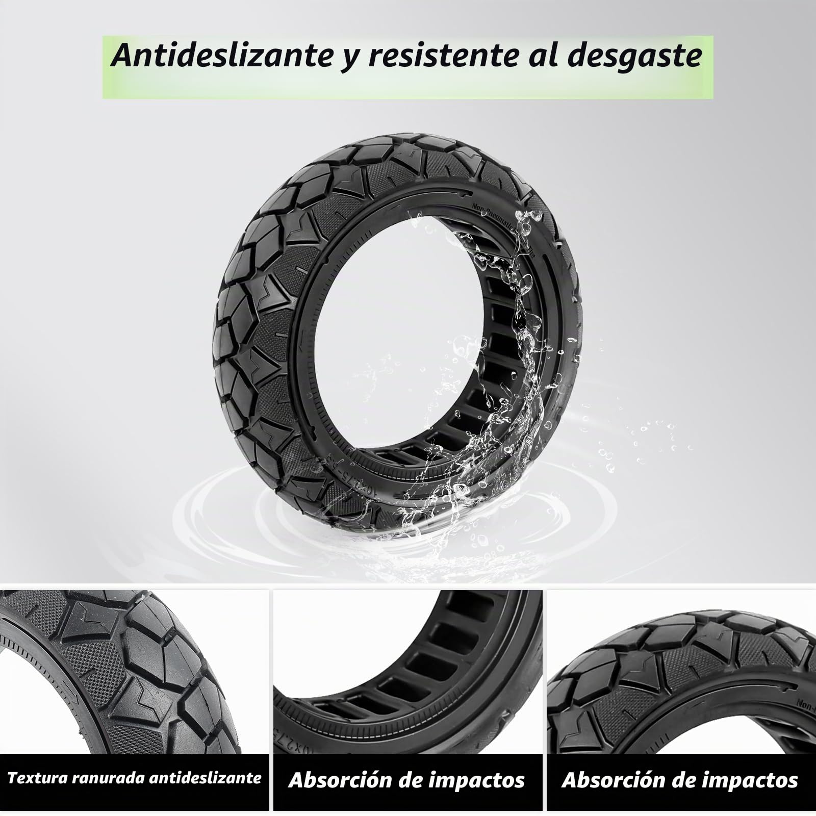 2 Neumáticos Macizos 10" 10x2,75-6,5 70/65-6,5 para Patinete Eléctrico | Compatibles con Hiboy Max3, Dualtron 3, KuKirin G3 y Speedway 5, resistentes al desgaste, ruedas de repuesto sin aire