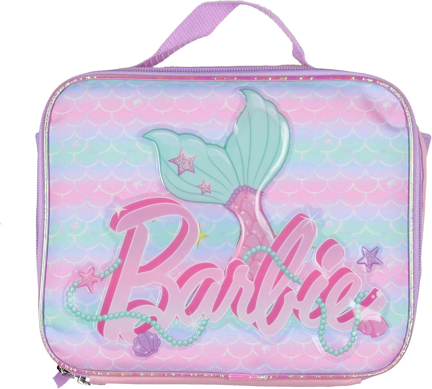 AI ACCESSORY INNOVATIONS Barbie Mermaids 5-Piece 16" Girls Backpack School Lunch Bag Set with Gadget Case Carabiner and Rubber Zipper Dangle