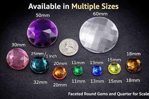 Miniatura 4 de Allstarco Joyas acrílicas redondas con parte trasera plana de 1.969 in, envueltas individualmente de grado profesional, 4 piezas, Acrílico