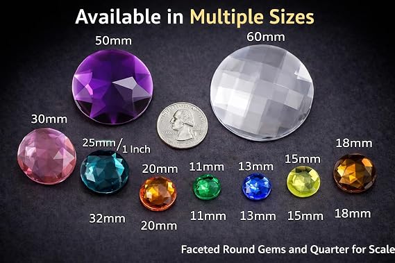 Allstarco 25mm (1) Red Ruby Round Flat Back Acrylic Gems, 20 PCS