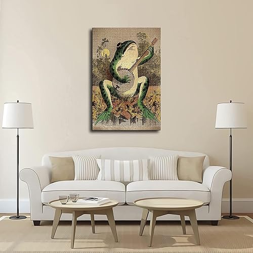 Miniatura 3 de Pósteres vintage de arte de rana banjo, pintura en lienzo, creatividad, estética, verde, póster impreso, cuadros artísticos de pared para sala de