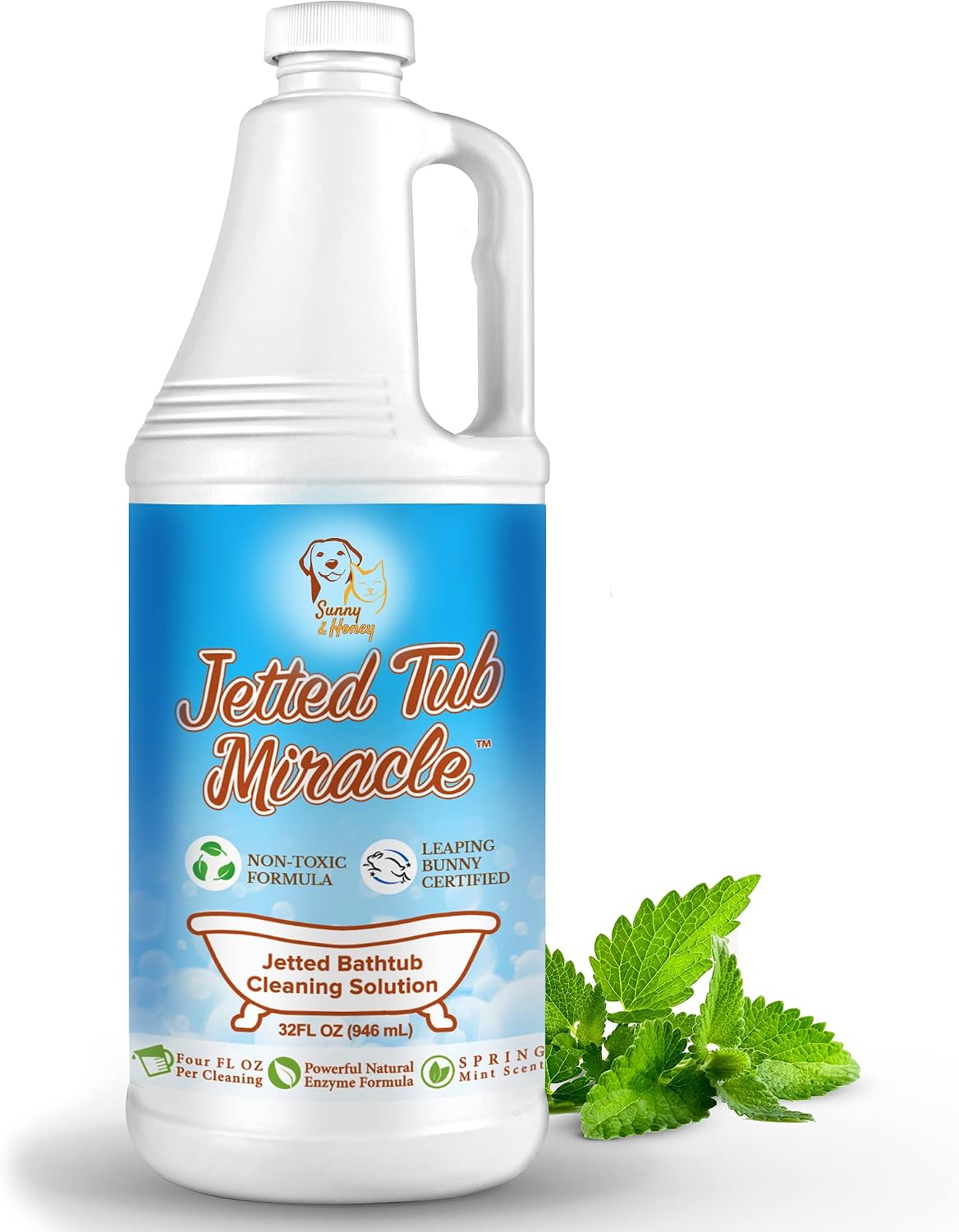 Jetted Tub Miracle - Jacuzzi Tub Jet Cleaner, Whirlpool Bathtub Jet Cleaner, Easy to use Spa Hot Tub & Bath System Natural Cleaning Solution Remover, Amazing Value 8 Cleanings, Smells Great (32FL OZ)