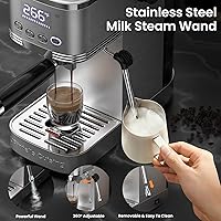 Vista 6 de Máquina de espresso de 20 bares con espumador de leche a vapor, compacta de acero inoxidable, máquina de café expreso para capuchino, latte