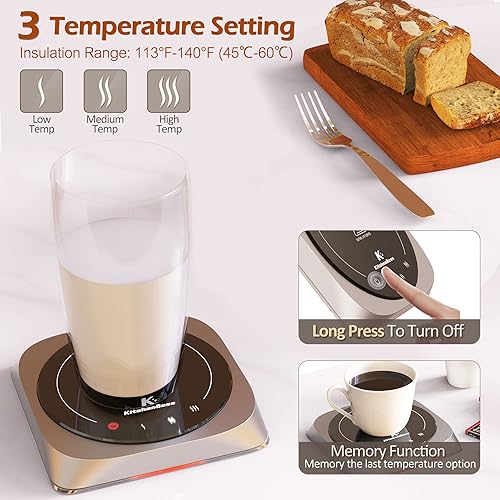 Miniatura 4 de KitchenBoss Calentador eléctrico de taza de café, calentador de velas con apagado automático, calentador de bebidas con 3 ajustes de temperatura