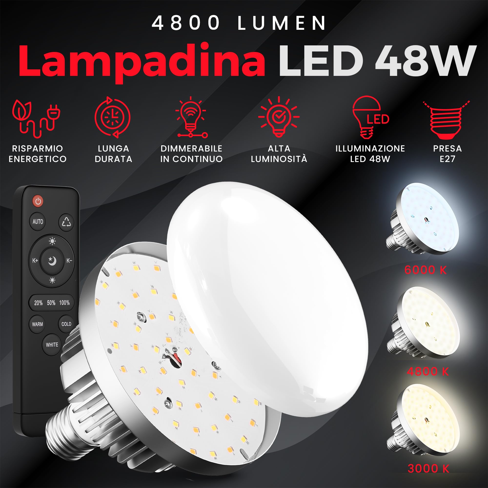 Set Softbox per Studio Fotografico - 2 Softbox 70x50 cm, 2 Luci a LED 4800 Lumen 3000-6000K - Luce Fotografica - Kit di Illuminazione – Lampada Fotografica