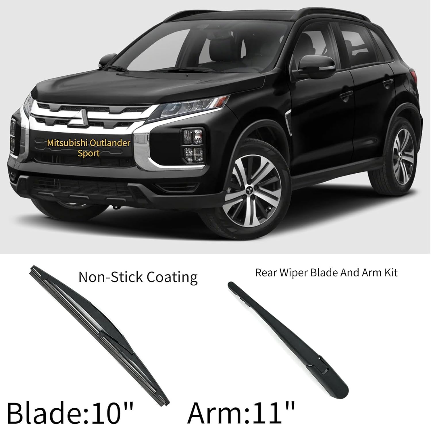 Rear Wiper Blade Arm Set for Mitsubishi Outlander Sport 2021-2024 Eclipse Cross 2018 2019 2020 Exact Fit ES LE SE SEL SP GT S trims Rear Back Windshield Wiper Blade OEM Replacement