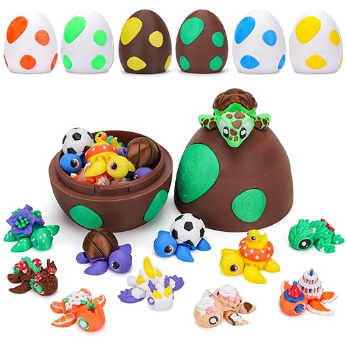 3D Printed Mini Animals with Dragon Eggs Set, 3D Printed