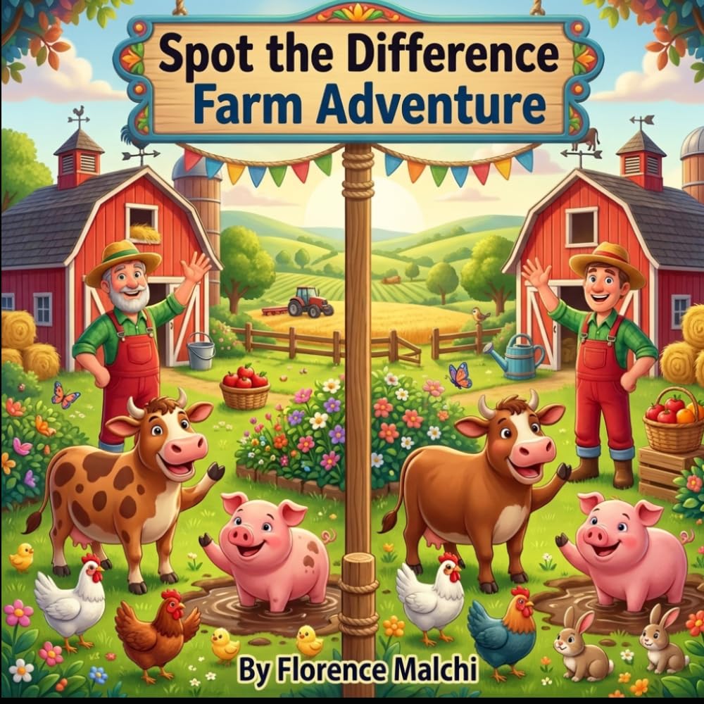 Spot the Difference Farm Adventure: A Fun Search and Find Puzzle Activity Book for Kids: Discover Animals, Tractors, and Farmyard Fun! (The Spot the Difference Adventure Series)