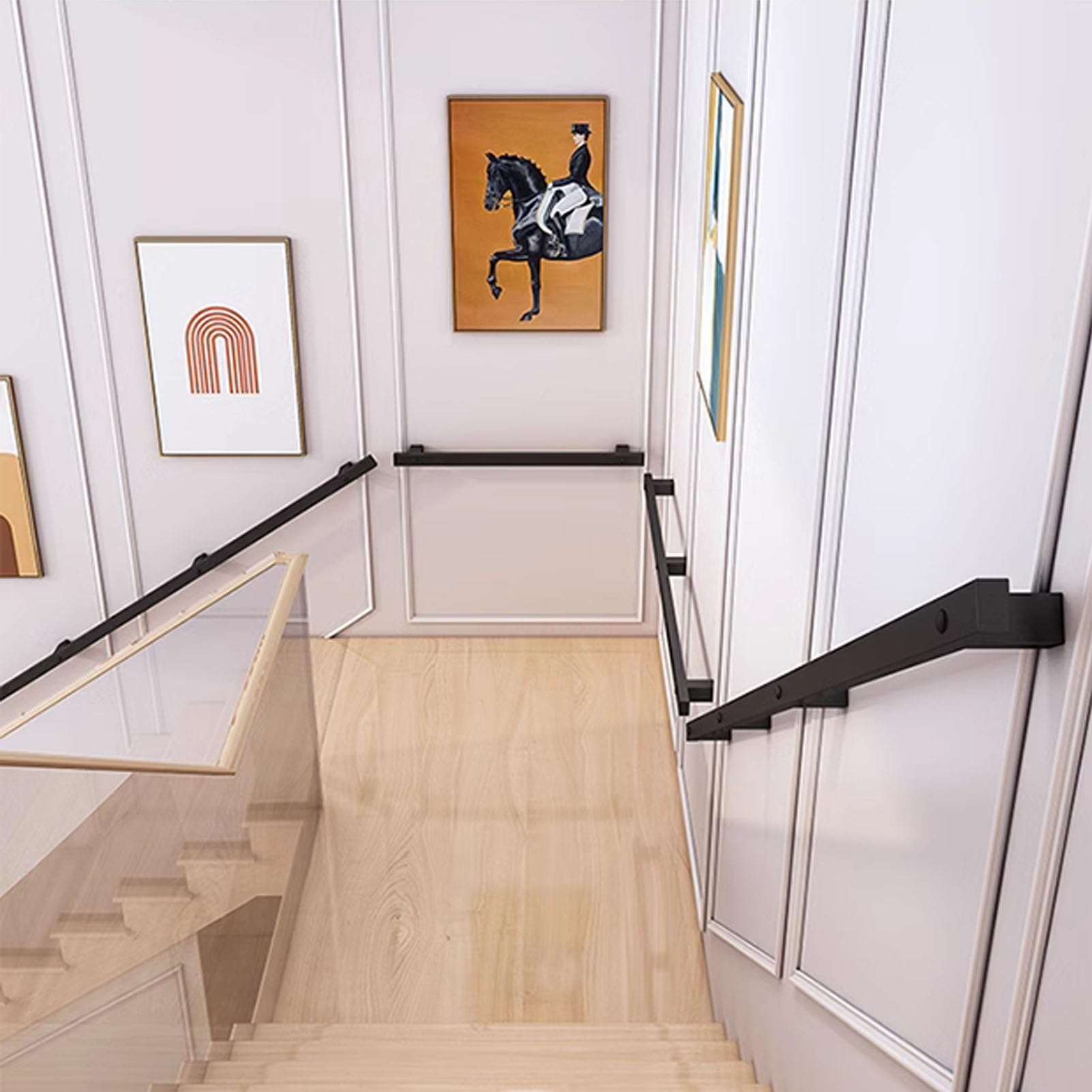 Rampe d'escalier en fer forgé de 270 cm au design noir intemporel