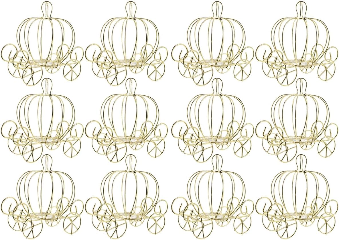 ABOOFAN 12pcs Carriage Centerpieces for Tables Mini Pumpkins Carriage Princess Centerpiece Flower Candy Treat Boxes for Wedding Birthday Party Table Decor