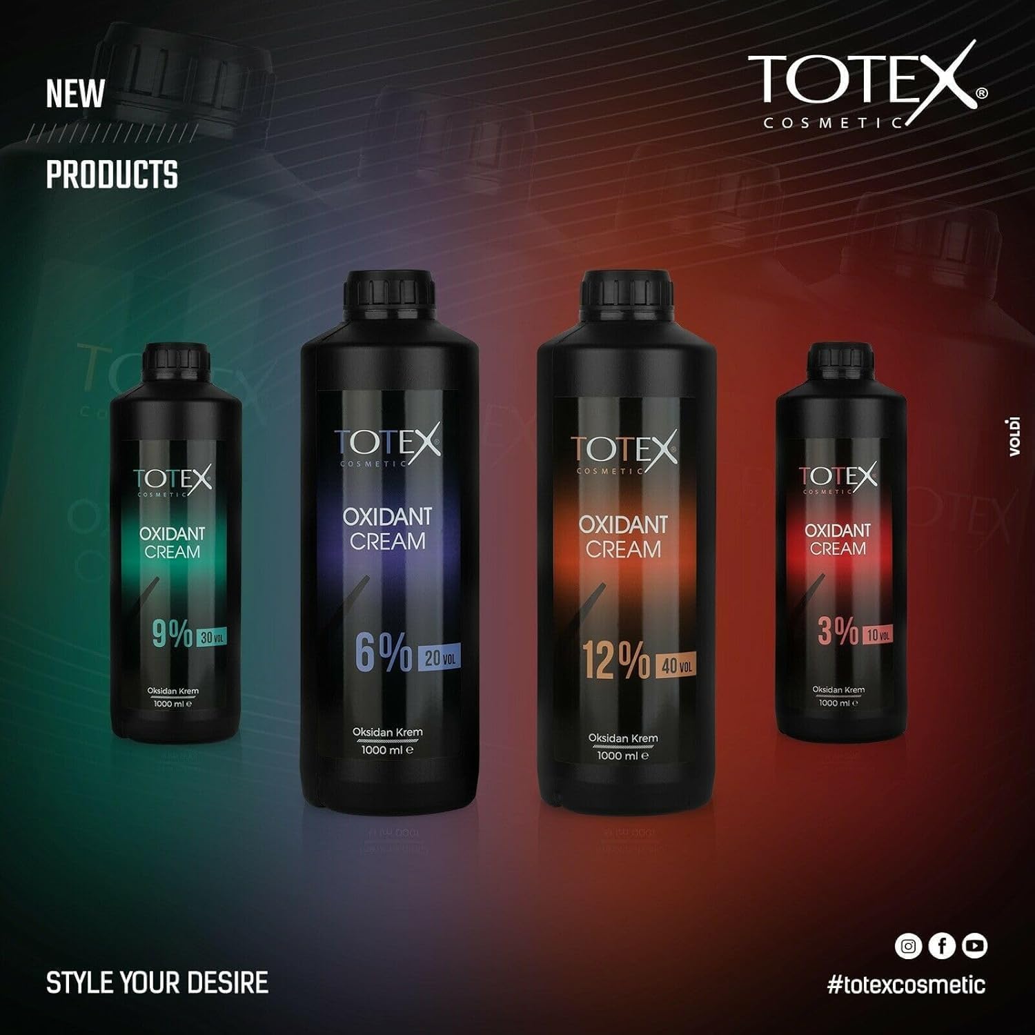 Totex Oxydant Crème Révélateur Pour la Coloration Des Cheveux%3 Peroxyde 10 Volume 1000 ml 35.19 Fl Oz